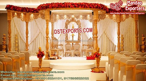 Mandap en bois à trois piliers pour mariage indien, mandap traditionnel en bois sculpté pour mariage hindou, décoration de mariage, mandap en bois, fabrication au Royaume-Uni - Product Image 5