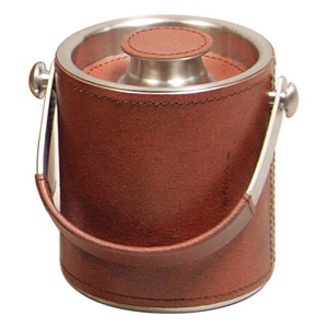 Seau à glace en acier inoxydable gainé de cuir fait à la main refroidisseur de champagne baquet de boisson arrivée chaude - Product Image 1