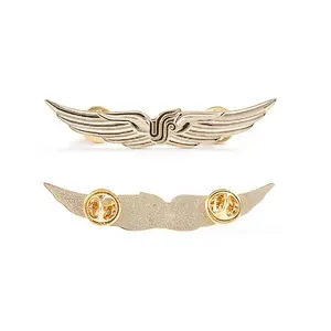 High Quality Uniform Decoration Use Die Cast Type Custom 3D Metal Gold Pilot Wings Lapel Pin