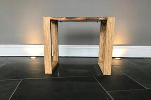 Indian Style <strong>Yew</strong> and Oak Live edge Epoxy ResinRiver Side Table - Product Image 4