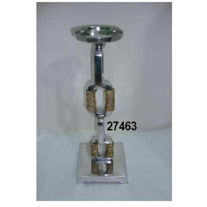 Aluminum Candle Holder Pillar Tea Light Candle Holder Home Decorative Metal Flower Vase With Sea Grass Decoration