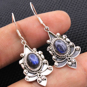 ต่างหูเงินแท้ 925 ประดับลาบราโดไรต์สไตล์บาหลีและมูนสโตน ขายส่ง - Product Image 6