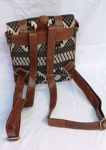 Sacs à dos en cuir véritable, Jacquard Kilim marron fait main véritable Sacs à dos western vintage Sacs à dos unisexes de style bohème rustique uniques - Product Image 5