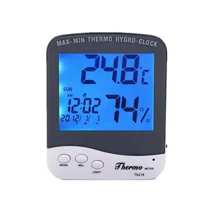 Instant Read temperature humidity meter LED panel clock Digital Thermometer hygrometer household max min household climate grow