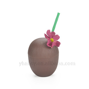 Taza <span class=keywords><strong>tiki</strong></span> con pajita para beber, de grado alimenticio accesorio de plástico, con forma de concha de coco, venta al por mayor - Product Image 4