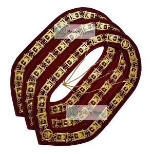 Shriner Emblem Collier de chaîne maçonnique Or sur chaîne de collier de support rouge - Product Image 1