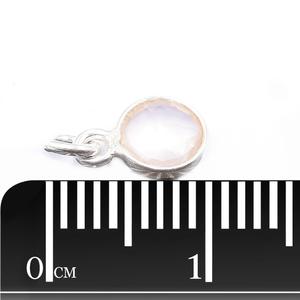 Quartz rose forme ronde 925 lunette en argent sterling plaqué argent pendentif fabrication de bijoux faits à la main - Product Image 4