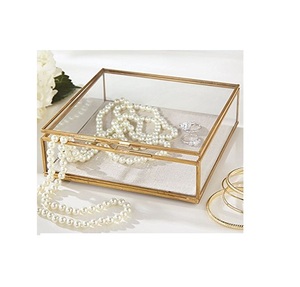 Art India Taper Glass Brass <b>Box</b> with <b>Mirror</b> Bottom Custom Size Model 9044 for Home & Office Decoration - Product Image 2