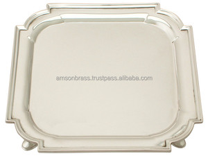 Metal Brass Border Embossed Oval Tray Manufacturer Metal Brass Oval Shaped Serving Tray - Product Image 3
