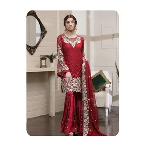 Новое дизайнерское платье в Пакистанском Стиле с крупной вышивкой для продажи по оптовой цене