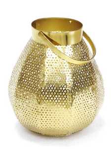 HOME DECORATION ANTIQUE FILIGREE ROUND GOLD HURRICANE LANTERN - Product Image 4
