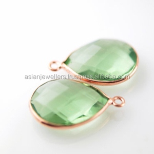Vermeil ขั้วต่ออเมทิสต์สีเขียวเงินสเตอร์ลิง925สีทอง - Product Image 1