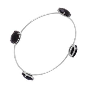 "ทำด้วยมือ925สเตอร์ลิงเงินสีดำนิลพลอยรูปไข่กำไลสง่างาม" กำไลเครื่องประดับอัญมณีสำหรับเธอ - Product Image 1