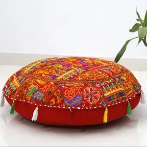 32英寸落地垫盖拼接脚凳盖印度手工刺绣圆包盖