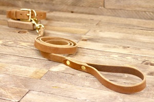 Leather Handmade <b>Dog</b> <b>Collar</b> With Solid Brass Gold, Leather Pet <b>Collar</b>, <b>Dogs</b> Custom <b>Tags</b> WDS-0015 - Product Image 3