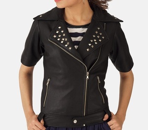 Veste de motard pour femme en peau de mouton beige foncé look sportif nouveauté design de mode personnalisé en gros mode personnalisée pas cher - Product Image 4