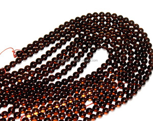 Rudra Gems ลูกปัดควอทซ์สีควันเรียบ8มม. เคลือบด้วยขี้ผึ้งอัญมณีสีแดง/น้ำตาล/เคลือบน้ำมันของบุคคลที่สามที่ได้รับการรับรองสำหรับการรักษาเครื่องประดับ - Product Image 1