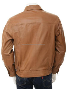 Chaqueta Bomber Clásica Casual Retro de Cuero Italiano Marrón para Hombre, Calidad Premium - Product Image 2