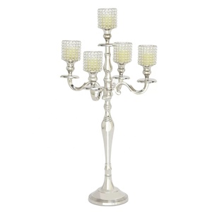 Vente chaude 5 bras cristal ouragans Style tasses Table pièce maîtresse candélabre pour les mariages et la décoration de Noël - Product Image 1