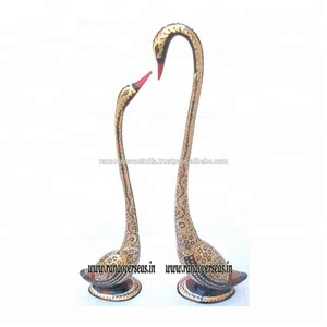 Figuras de cisne de latón con Nakkashi, decoración de escritorio para sala de estar, trabajo en tres colores - Product Image 3