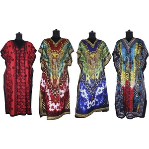 Kaftan Long avec col en V pour femmes, vêtement d'été imprimé - Product Image 1