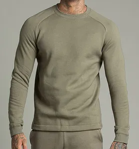 Sudaderas de cuello redondo de lana de algodón 100% de alto rendimiento OEM, sudaderas con capucha de cuello redondo con patrón sólido teñido liso para hombres en invierno - Product Image 1
