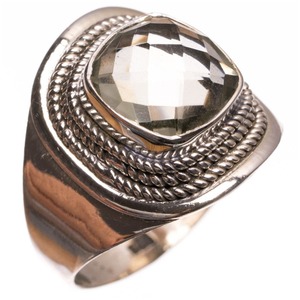 Anillo de Plata de Ley 925 bohemio hecho a mano de amatista verde natural - Product Image 1