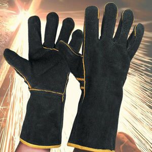 Longue manchette hommes femmes doigt complet en cuir véritable gants de soudage confortable antidérapant ignifuge en cuir gant de soudage - Product Image 2