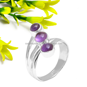 Amethyst Gemstone 925 <b>Sterling</b> <b>Silver</b> <b>Ring</b> Round Shape <b>Silver</b> Plated Fashionable <b>Ring</b> for Wedding, Anniversary, Engagement - Product Image 1