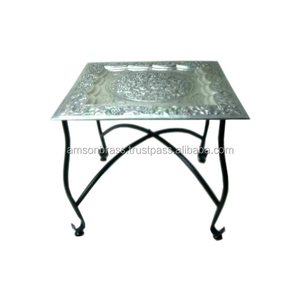 Mesa decorativa marroquí hecha a mano, diseño de grabado, mesa de centro decorativa de hierro y Metal, mesa de diseño de lujo - Product Image 4