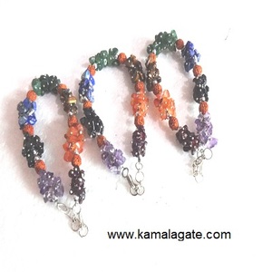 สร้อยข้อมืออัญมณีจักระทั้งเจ็ดธรรมชาติพร้อมรุทรักษะสายโลหะกึ่งมีค่าคริสตัลรักษาเครื่องประดับ - Product Image 1