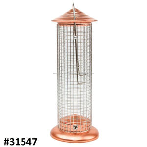 Comedero para pájaros alto de cobre antiguo moderno, alimentador para pájaros, alimentador para pájaros salvajes grandes con aspecto de cobre para exteriores, forma de cabaña - Product Image 4