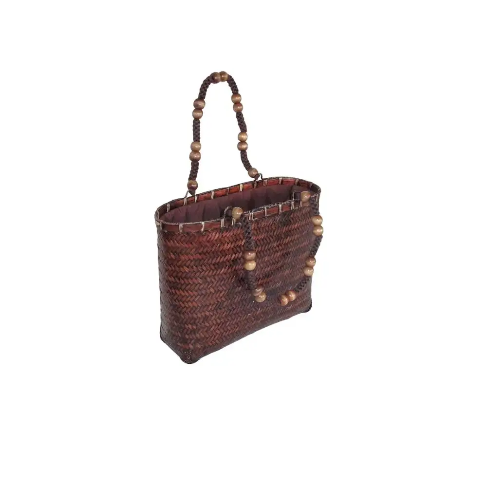 Newest Women Gender Clear Natural Material Handmade Bamboo Tote Style Bag