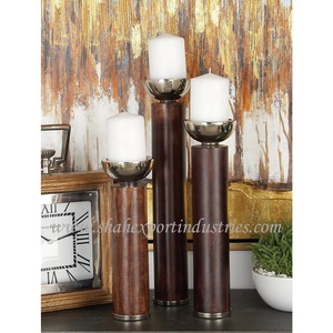 Nuevo Candelabro de Madera y Metal Decorativo Único de Arte Moderno Hecho a Mano, 3 Tamaños para Centros de Mesa de Boda en el Hogar, Marca SHAH - Product Image 2