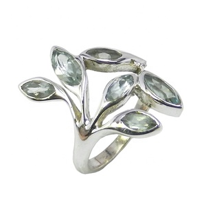 Thời trang mới nhất S925 Sterling Silver <span class=keywords><strong>Blue</strong></span> Topaz đá quý nhẫn cho phụ nữ và cô gái <span class=keywords><strong>bezel</strong></span> thiết lập Inlay <span class=keywords><strong>Eternity</strong></span> vermeil Nhẫn quà tặng - Product Image 1
