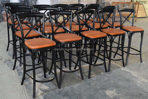 อุตสาหกรรมLoftสไตล์กรอบโลหะหนังที่นั่งข้ามกลับสูงร้านอาหารCafe Pub Clubรับประทานอาหารเก้าอี้บาร์ - Product Image 6