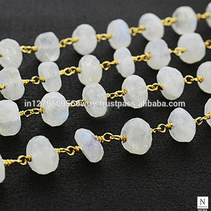 รอบเหลี่ยม 7-8 มม.สายรุ้งมูนสโตนลูกปัดทําด้วยมือ Rosaries โซ่ขายส่ง - Product Image 2