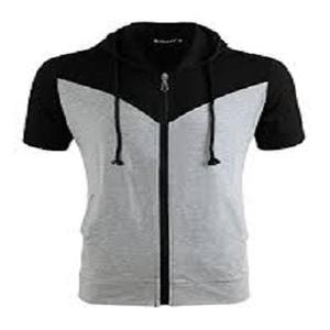 Unisex Winter <b>Hoodie</b> Half <b>Short</b> <b>Sleeve</b> Waterproof Anti-Shrink Solid Pattern Design Lining-Plus Size Men's Sweatshirts Wholesale - Product Image 1