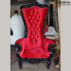 เก้าอี้บัลลังก์อาร์เดน่า KRS 2151 B สีดำหรูหรา พนักพิงสูง ขนาดควีนไซส์ สไตล์ฝรั่งเศส ทำจากไม้มะฮอกกานีแท้ ปรับความสูงได้ เหมาะสำหรับห้องนั่งเล่น ขายส่ง - Product Image 2