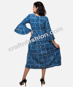 ชุดเดรสลำลองสไตล์โบฮีเมียนฮิปปี้ไซส์ใหญ่พิเศษผ้าคอตตอนพิมพ์ลายเป็นมิตรต่อสิ่งแวดล้อมแขนสามส่วนสำหรับฤดูร้อนของอินเดีย - Product Image 4
