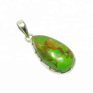 Pendentif indien fantaisie en argent Sterling 925 fait à la main Turquoise Gemstone Style Vintage plaqué rhodium-Fine Jewelry Pendentifs Charms - Product Image 1