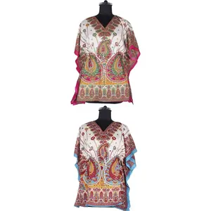 Cottony Smooth Stylish Batwing Sleeveless Poncho Pattern Short Kaftan