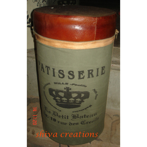 เก้าอี้หนังออตโตมันสไตล์วินเทจโบราณเฟอร์นิเจอร์สำหรับห้องนั่งเล่น - Product Image 1