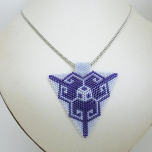 Beaded Blue Peyote Triangle Pendant / Seed Bead Necklace - Product Image 1