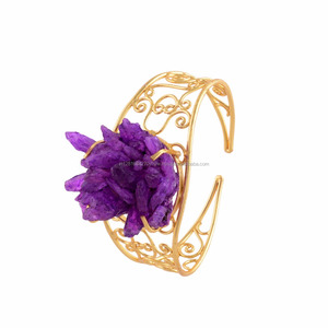 กำไลข้อมือหินอัญมณีควอตซ์สีทองกำไลข้อมือดีไซน์ทันสมัย - Product Image 2