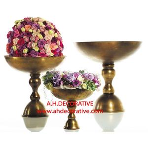 Cuencos de aluminio con acabado antiguo para flores, Juego de 3 cuencos de flores de lujo para decoración del hogar y boda para sala de estar - Product Image 1