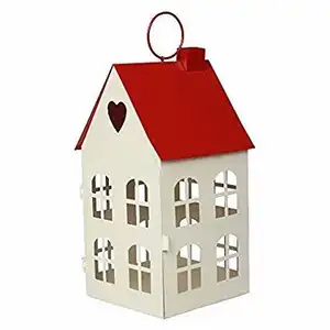 Hutontwerp Ijzeren Vogelvoeder Fancy Design Decoratief Modern Stadard Rood En Wit Kleur Hangende Kristallen Vogels Feeder