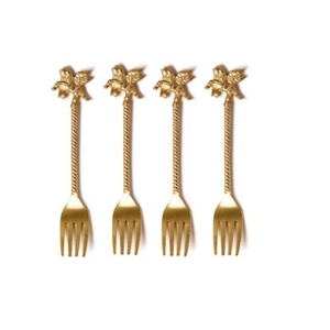 ชุดส้อมสเตนเลสสตีลขัดเงาสีทอง,ชุดส้อมโลหะทำด้วยมือวัสดุทองเหลืองสุดหรู - Product Image 1