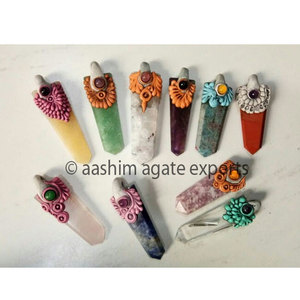 Pendentifs tibétains en agate, 20 pièces, pendentifs artisanaux, vente en gros - Product Image 1