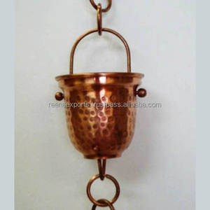 Cadena de lluvia con flores de cobre decorativas para casa de jardín, cadenas de lluvia antiguas con gancho - Product Image 4